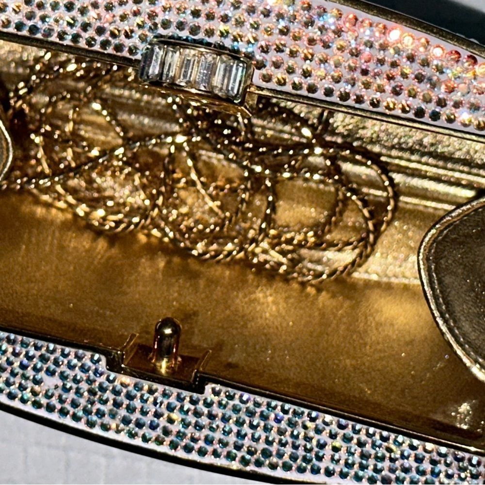 RARE JUDITH LEIBER SWAROVSKI CRYSTAL PAVE MINAUDIERE CLUTCH Vintage, collectors - Picture 13 of 17